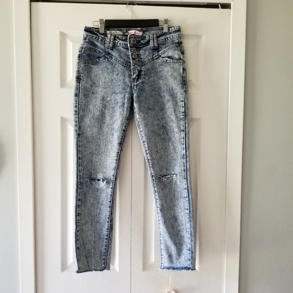👖HOT KISS ACID WASHED SKINNY JEANS